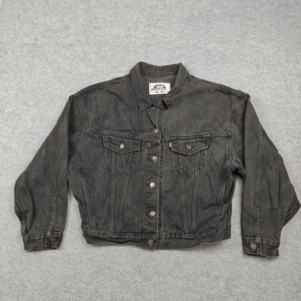 Vintage Levi's Jacket Mens Large Gray Denim Bomber Relaxed Trucker 90s